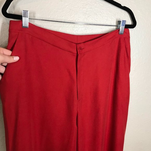Lauren Ralph Lauren Rust Orange High Rise Wide Leg 32" Inseam 100% Silk Pant - Picture 2 of 11